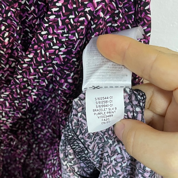 GAP Pink Purple Dark Romance Dress Long Sleeves Size XS Button Tie Waist - Picture 7 of 7